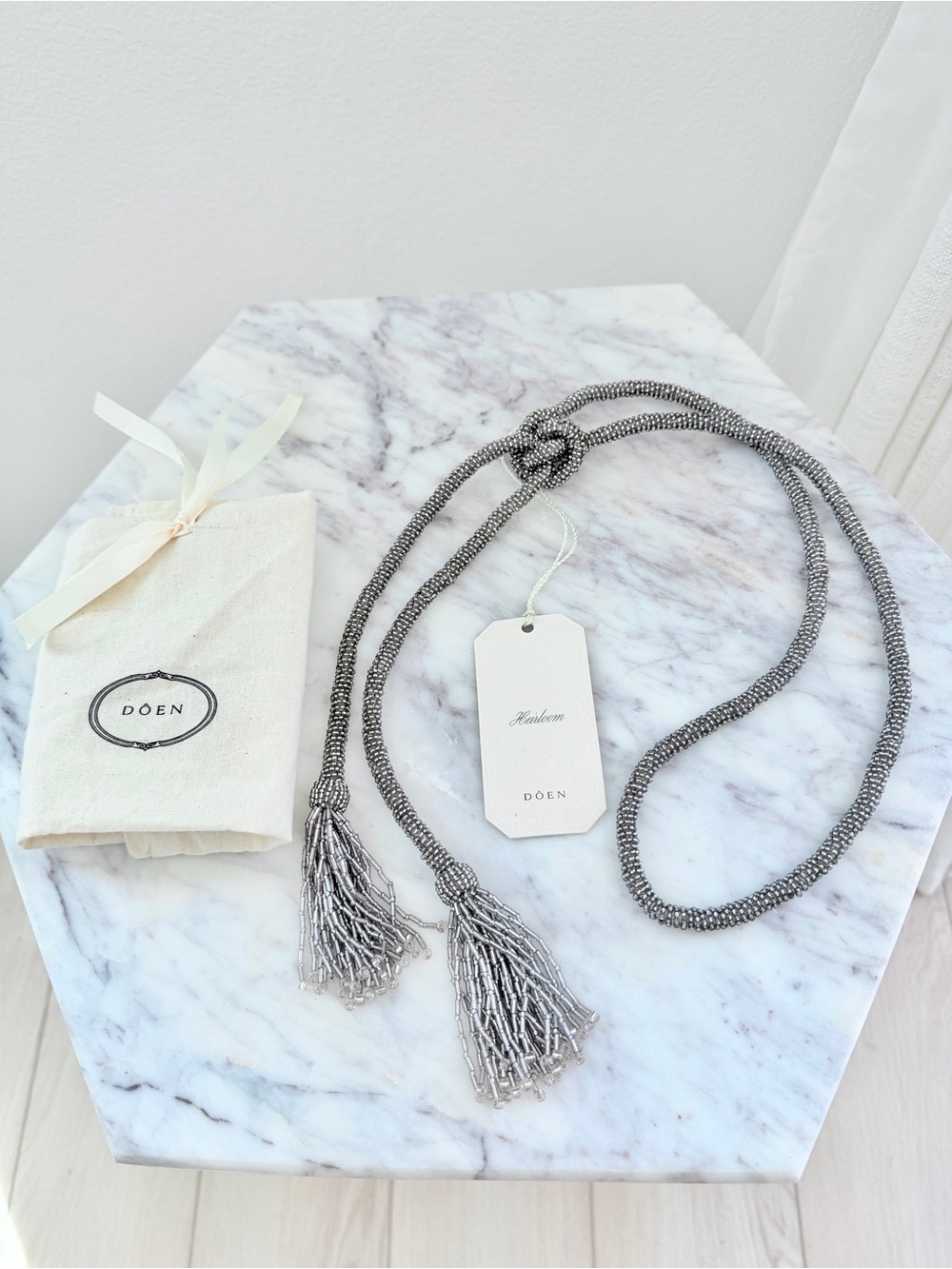 🌟 DÔEN Heirloom Asti Beaded Rope Necklace in Burnished Silver